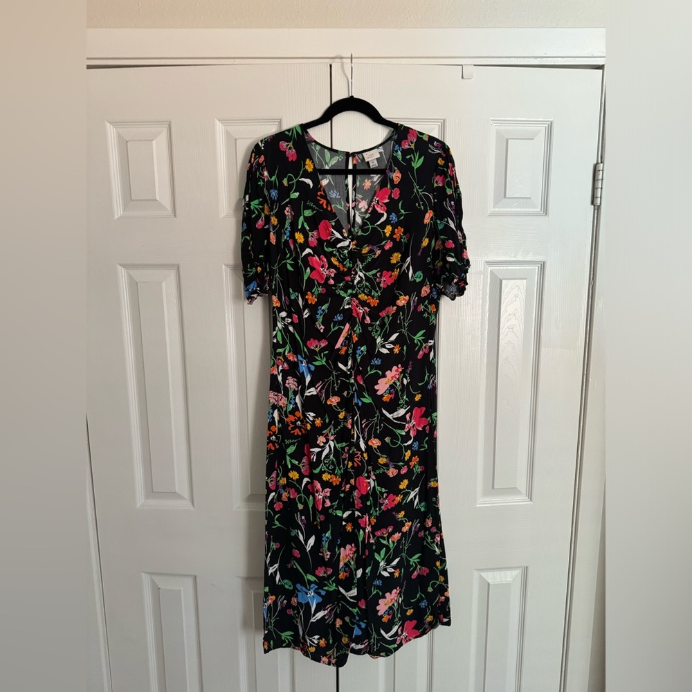 Black Floral Midi Dress